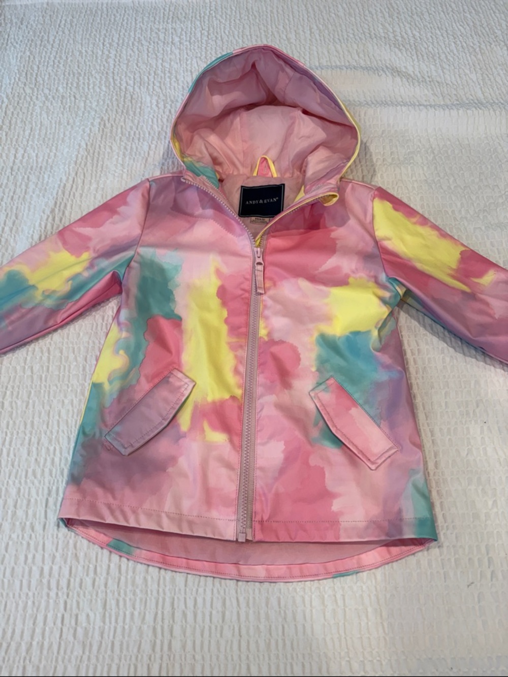 Andy & Evan Kids Multicolor Pastel Hooded Raincoat 
Size XS 4/5